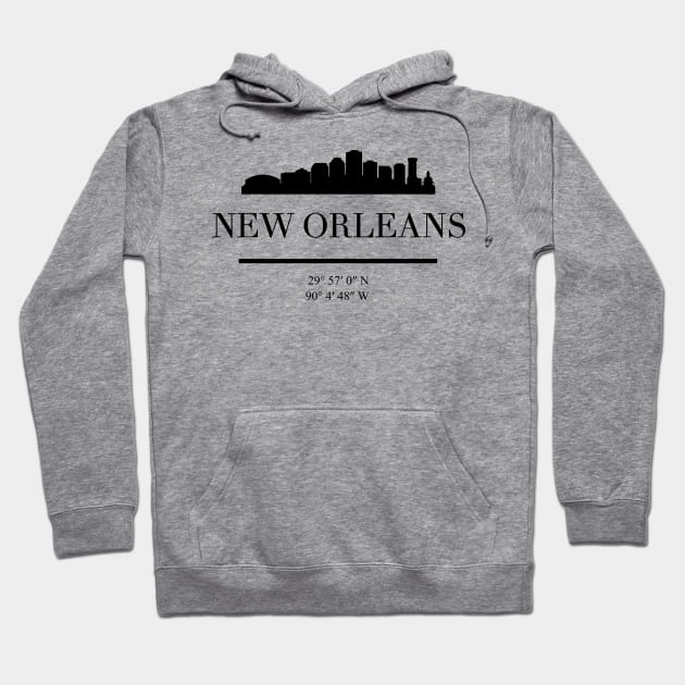 NEW ORLEANS LOUISIANA BLACK SILHOUETTE SKYLINE ART Hoodie by deificusArt